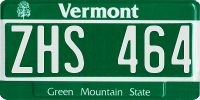 VT license plate ZHS464
