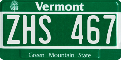 VT license plate ZHS467