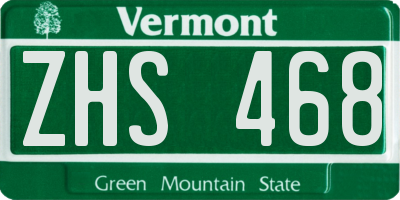 VT license plate ZHS468