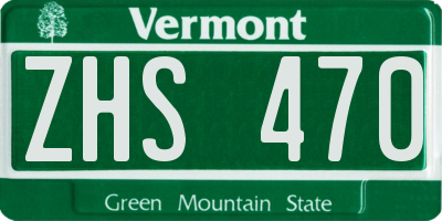 VT license plate ZHS470
