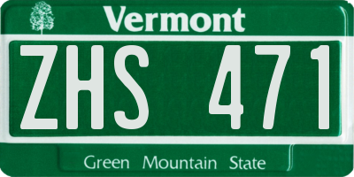 VT license plate ZHS471
