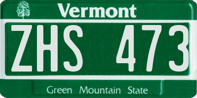 VT license plate ZHS473