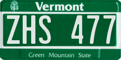 VT license plate ZHS477