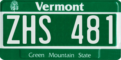 VT license plate ZHS481