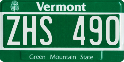 VT license plate ZHS490