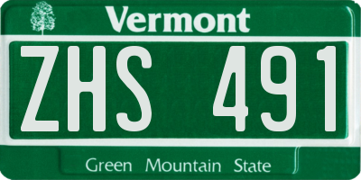 VT license plate ZHS491