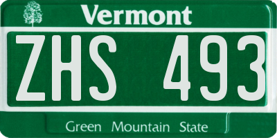 VT license plate ZHS493