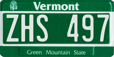 VT license plate ZHS497
