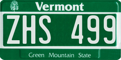 VT license plate ZHS499