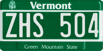 VT license plate ZHS504