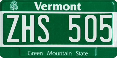VT license plate ZHS505