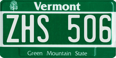 VT license plate ZHS506
