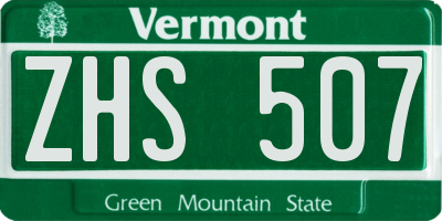 VT license plate ZHS507