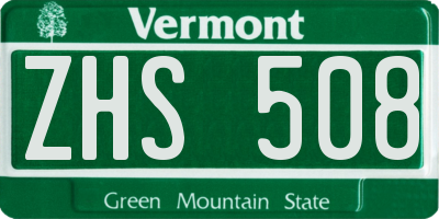 VT license plate ZHS508