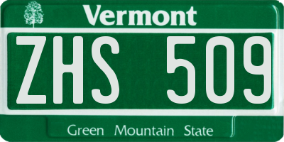 VT license plate ZHS509