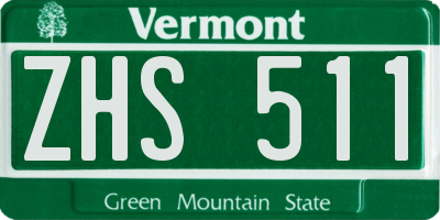 VT license plate ZHS511