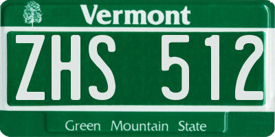 VT license plate ZHS512