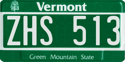 VT license plate ZHS513