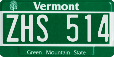 VT license plate ZHS514