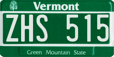 VT license plate ZHS515