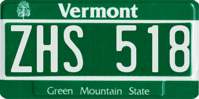 VT license plate ZHS518