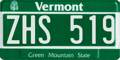 VT license plate ZHS519