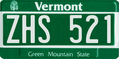 VT license plate ZHS521