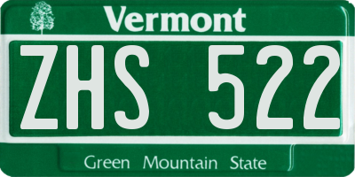 VT license plate ZHS522