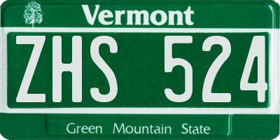 VT license plate ZHS524