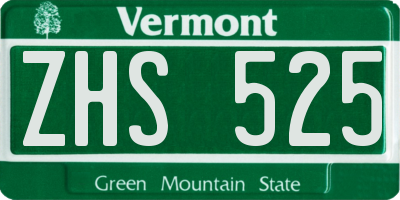 VT license plate ZHS525