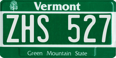 VT license plate ZHS527