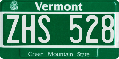 VT license plate ZHS528