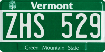 VT license plate ZHS529