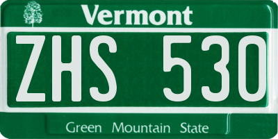 VT license plate ZHS530