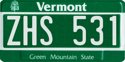 VT license plate ZHS531