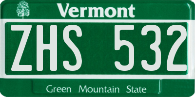 VT license plate ZHS532