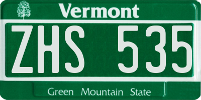 VT license plate ZHS535