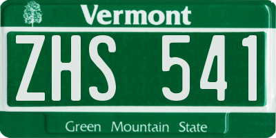 VT license plate ZHS541