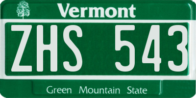 VT license plate ZHS543