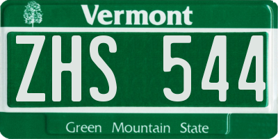 VT license plate ZHS544