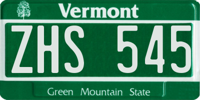 VT license plate ZHS545