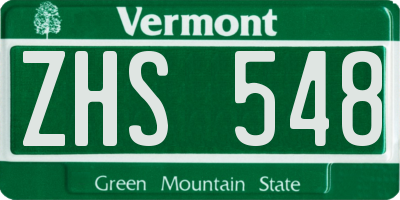 VT license plate ZHS548