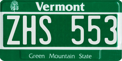 VT license plate ZHS553