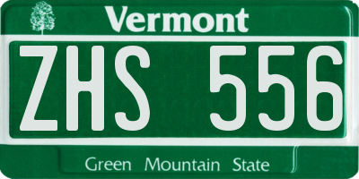 VT license plate ZHS556