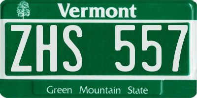 VT license plate ZHS557