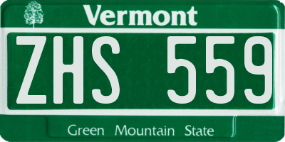 VT license plate ZHS559