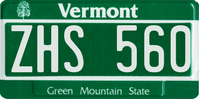 VT license plate ZHS560