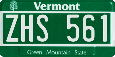 VT license plate ZHS561
