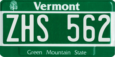 VT license plate ZHS562