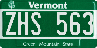 VT license plate ZHS563